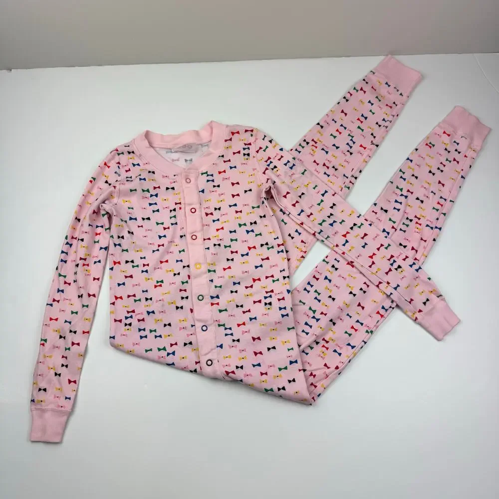 Hanna Andersson Pink Bows One Piece Union Suit Pajamas